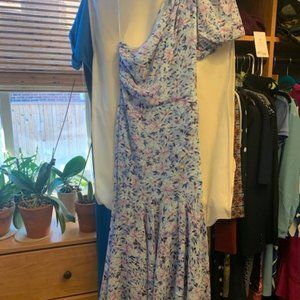 Floral chiffon one shoulder dress